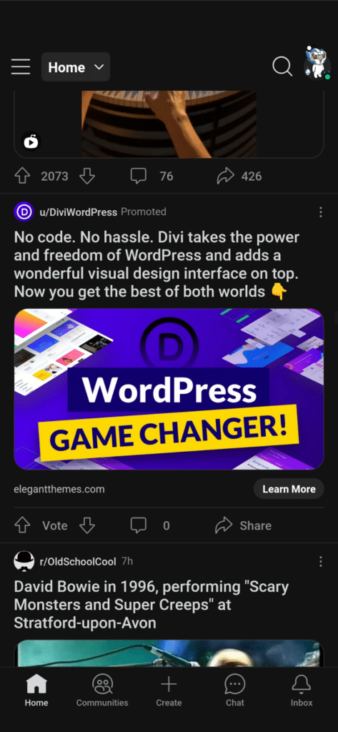 Divi ad on reddit